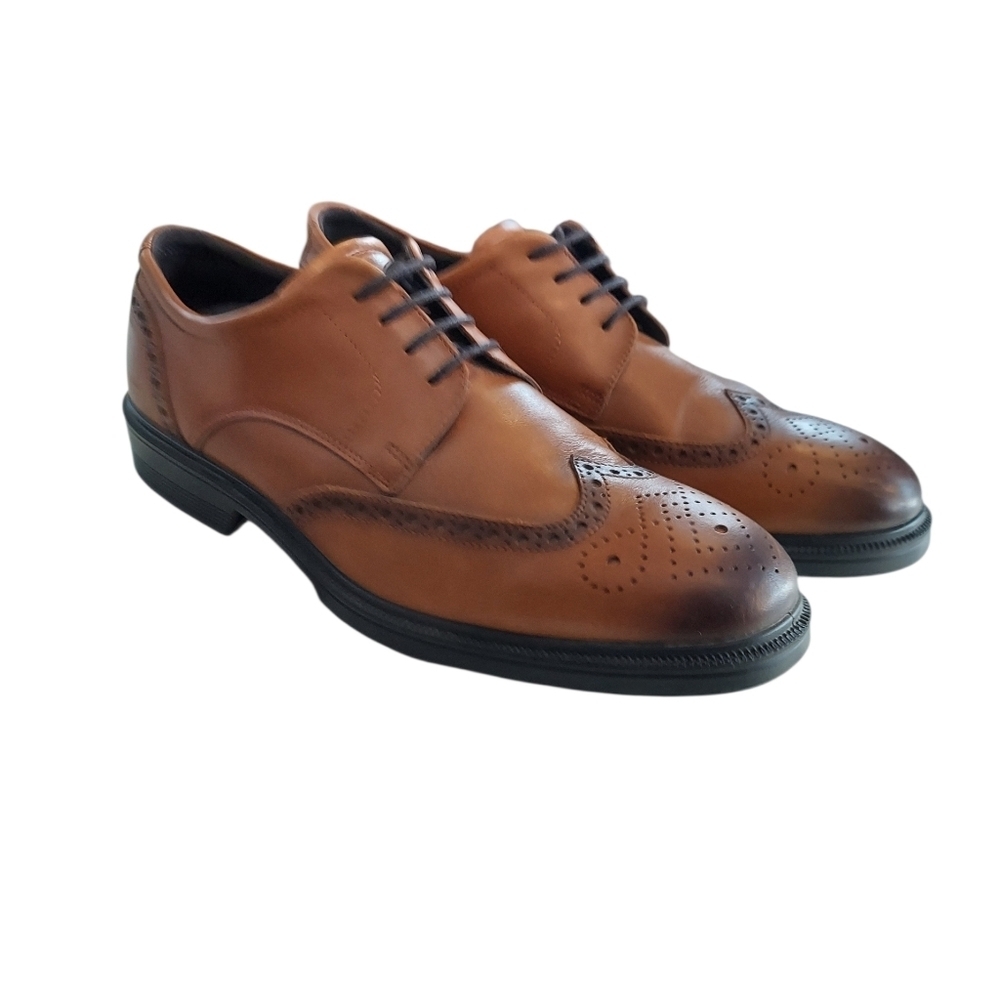 ECCO Lisbon Wingtip Brogue Oxford Dress Shoe Leather